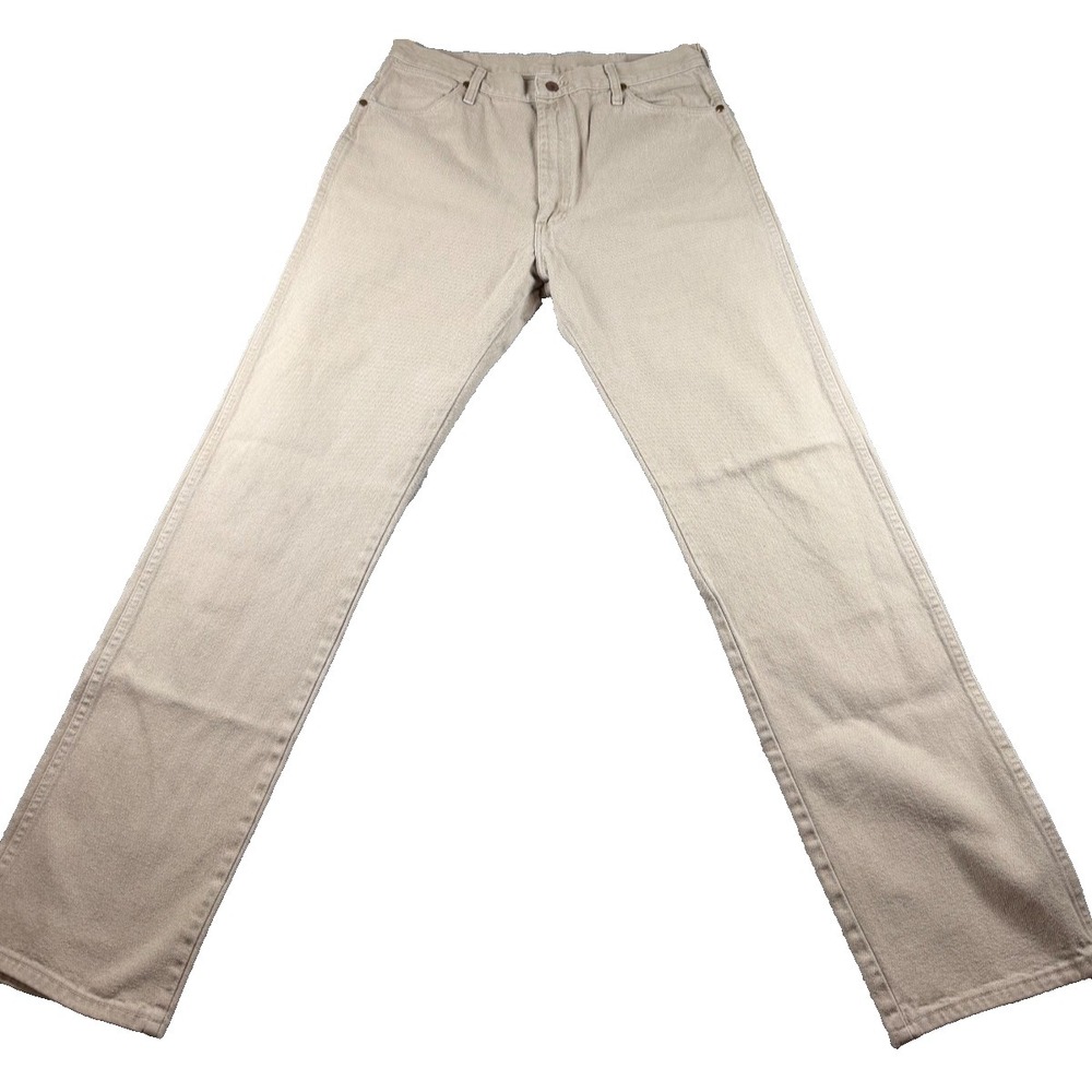 Vtg Wrangler 14MWZIN Jeans Mens 36x36 Made USA Tan Cowboy Cut Western